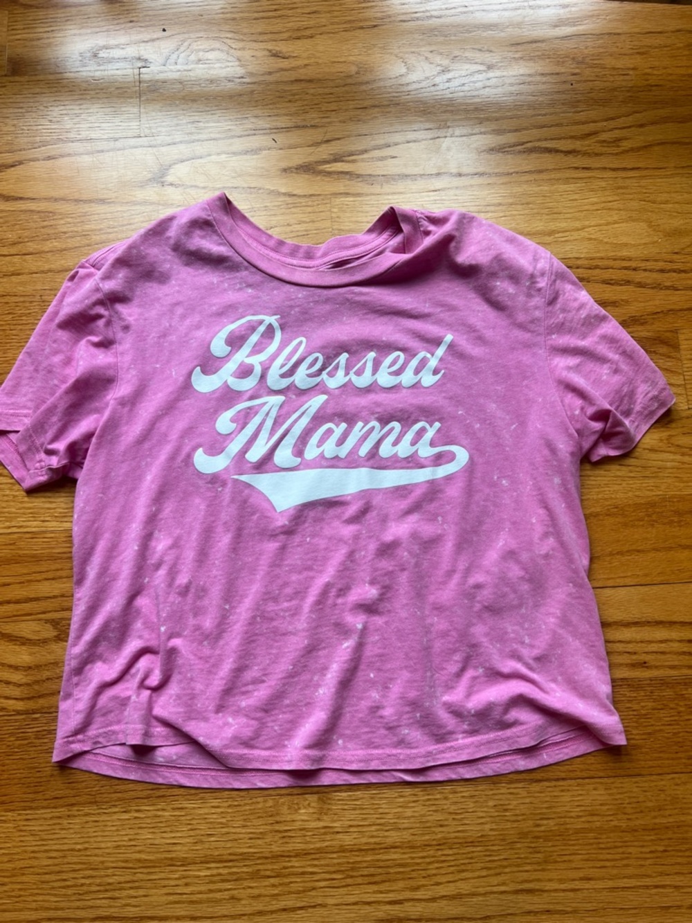 Rebellious One Pink 'Blessed Mama' Graphic Baseball mom Tee